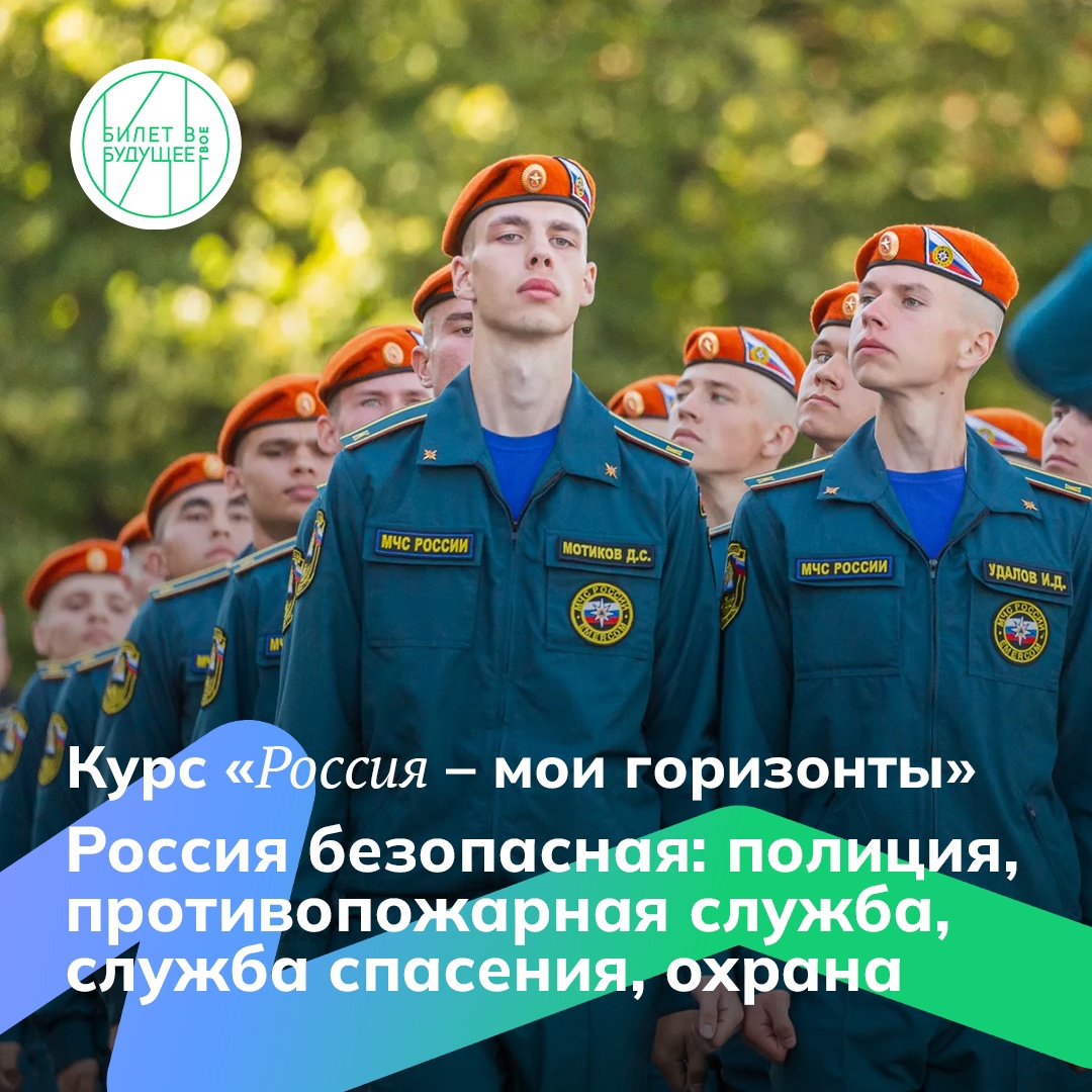 Россия безопасная: полиция, противопожарная служба, служба спасения, охрана.